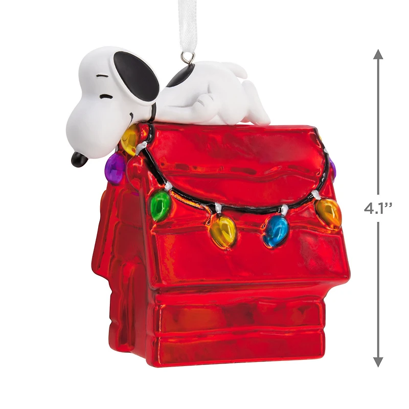 Peanuts® Snoopy on Holiday Doghouse Blown Glass Hallmark Ornament for only USD 14.99 | Hallmark
