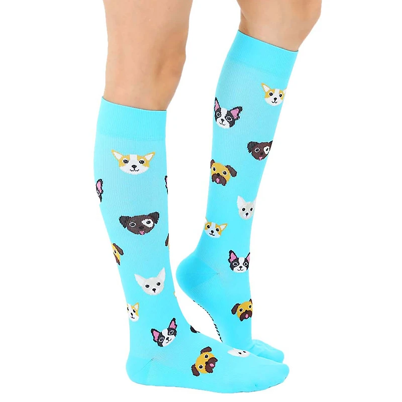 Living Royal Dog Faces on Bright Blue Compression Socks for only USD 15.00 | Hallmark