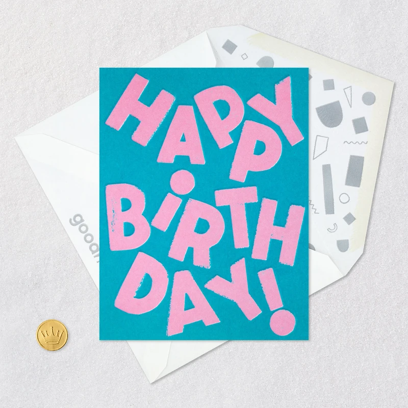 Pink Letters on Teal Birthday Card for only USD 3.99 | Hallmark