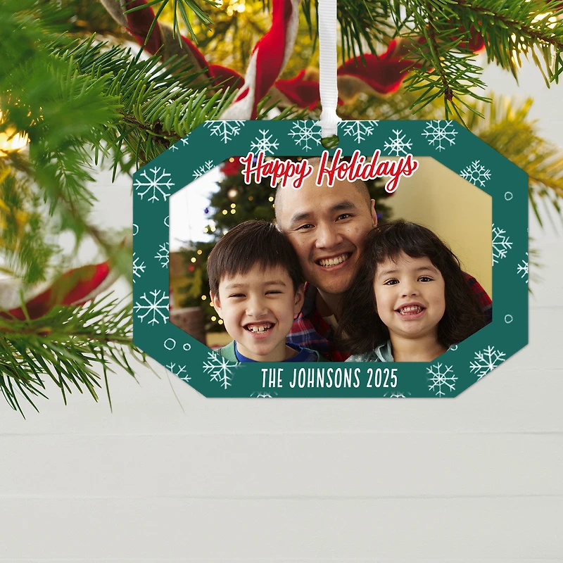Green Snowflake Metal Personalized Ornament, Custom Photo and Text for only USD 17.99 | Hallmark