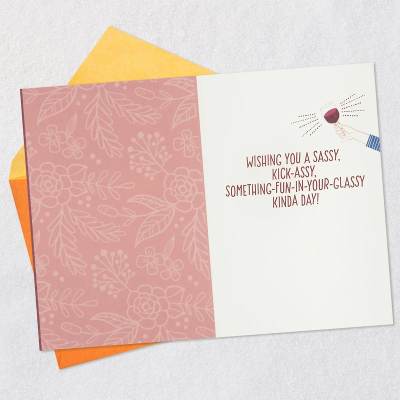 A Kick-Assy, Wine-Glassy Kind of Day Birthday Card With Detachable Button for only USD 8.99 | Hallmark