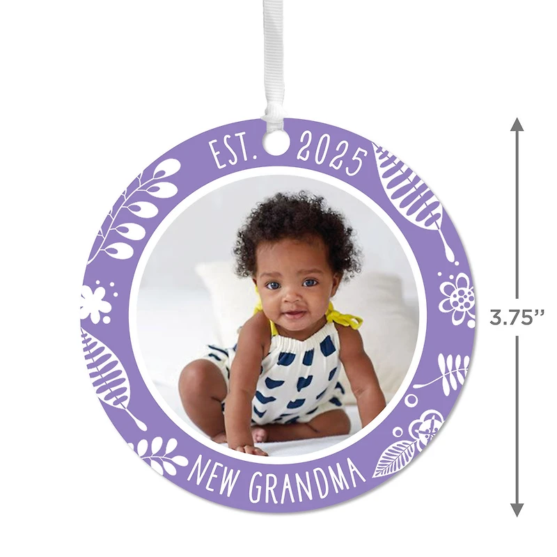 New Grandma Round Metal Personalized Ornament, Custom Photo and Text for only USD 17.99 | Hallmark