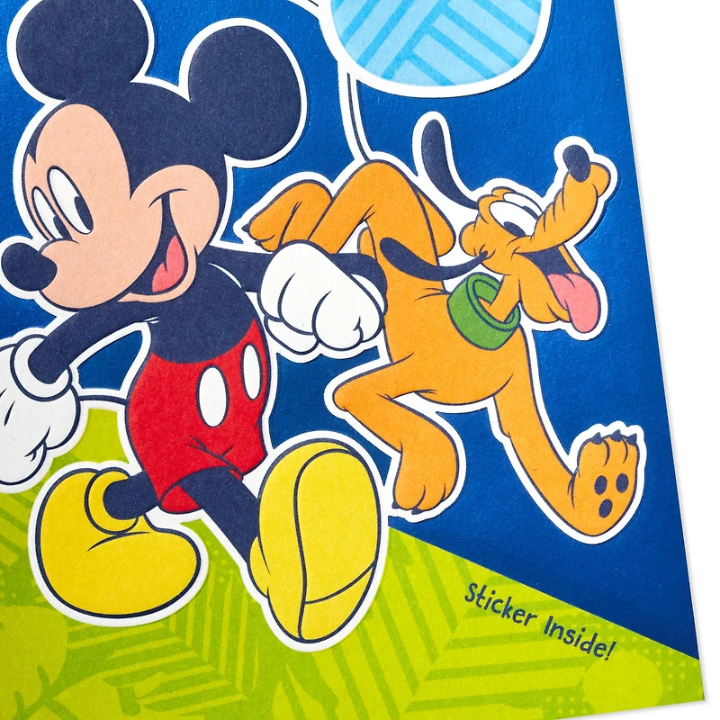 Disney Mickey Mouse and Pluto Third Birthday Card for Kid With Sticker for only USD 6.99 | Hallmark