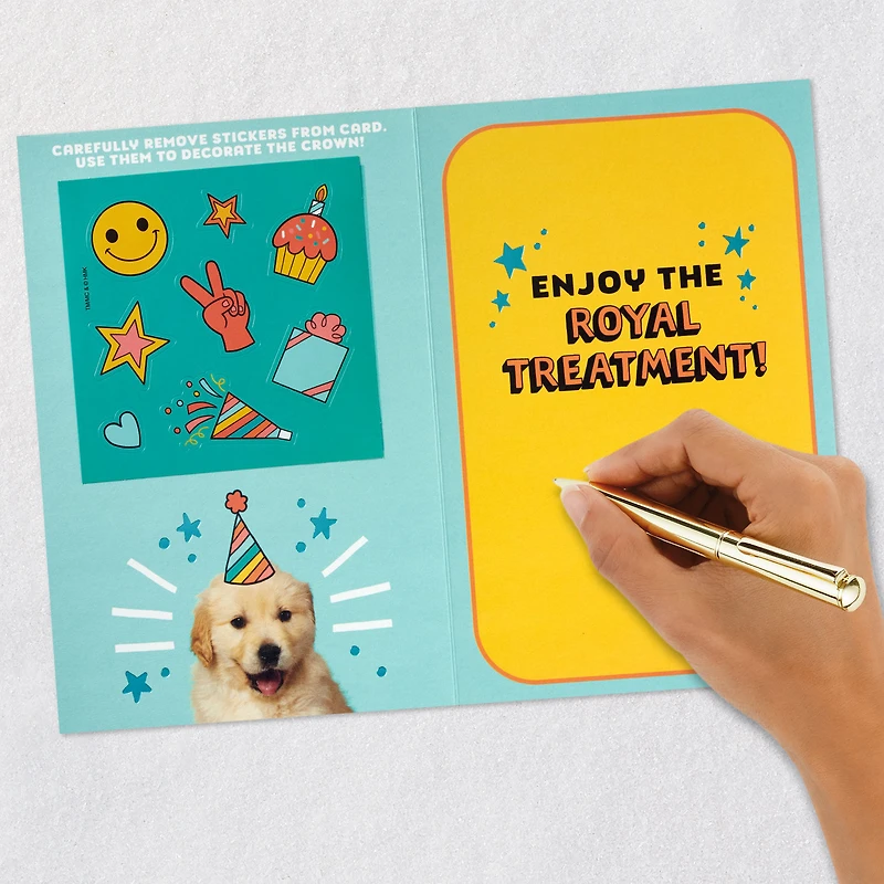 Enjoy the Royal Treatment 5th Birthday Card With Crown and Stickers for only USD 6.99 | Hallmark