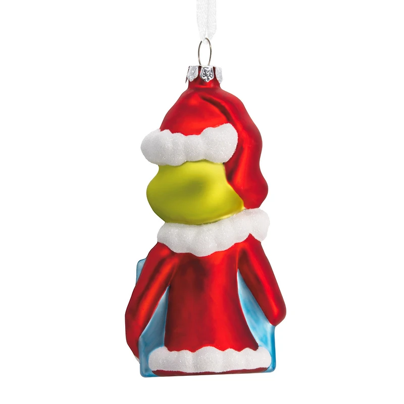 Dr. Seuss's How the Grinch Stole Christmas!™ Grinch With Present Blown Glass Hallmark Ornament for only USD 11.49 | Hallmark
