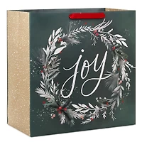15" Joy Wreath on Dark Sage Extra-Deep Holiday Gift Bag for only USD 5.49 | Hallmark