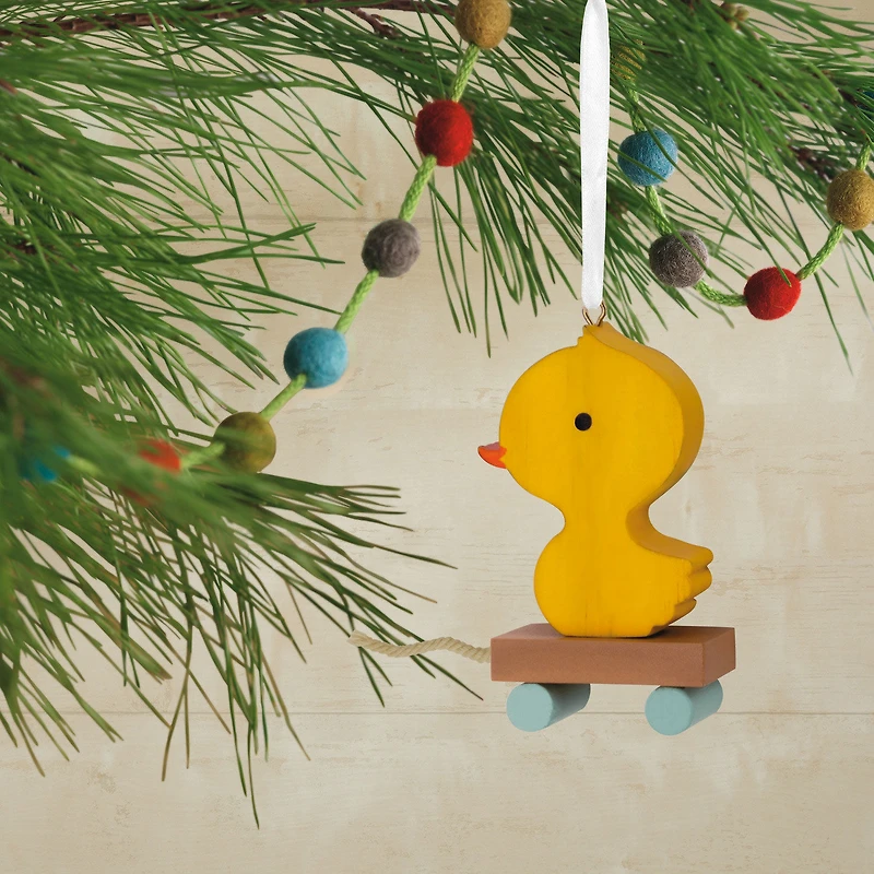 Yellow Duck Pull Toy Wood Hallmark Ornament for only USD 14.99 | Hallmark
