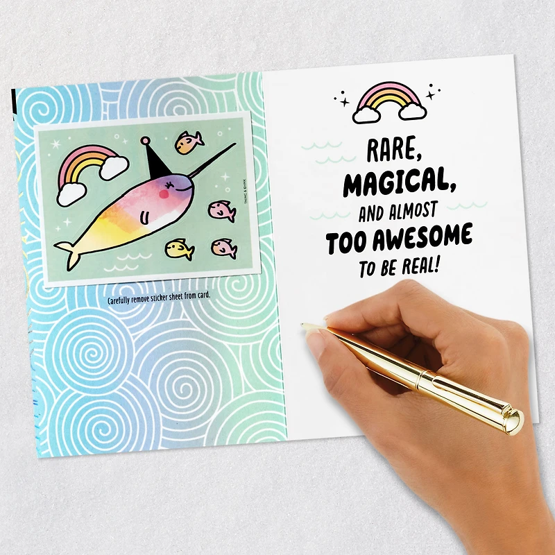 Narwhal 9th Birthday Card for Kid With Stickers for only USD 5.59 | Hallmark