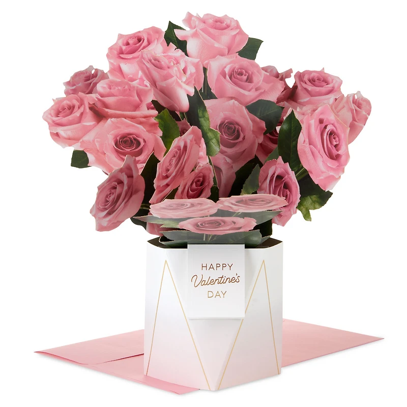 Jumbo Pink Rose Bouquet in Vase 3D Pop-Up Valentine's Day Card for only USD 12.99 | Hallmark