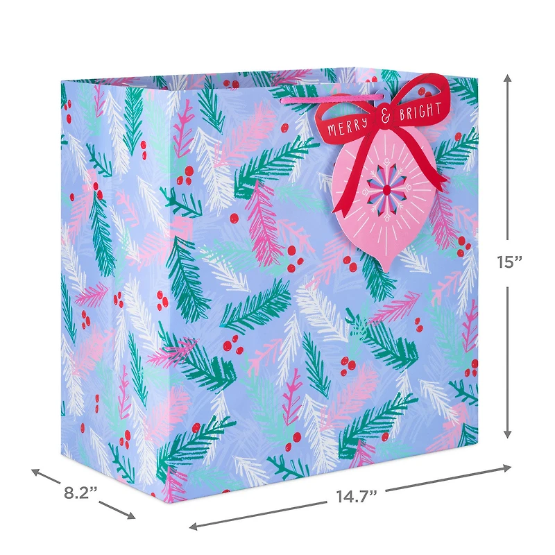 15" Berries and Branches on Purple Extra-Deep Christmas Gift Bag for only USD 5.49 | Hallmark