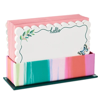 Lacey Chabert Collection Floral and Hello Bow Flat Note Cards in Caddy, Box of 40 for only USD 14.99 | Hallmark