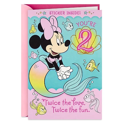 Disney Minnie Mouse You're Twice the Fun 2nd Birthday Card With Sticker for only USD 3.99 | Hallmark
