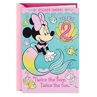 Disney Minnie Mouse You're Twice the Fun 2nd Birthday Card With Sticker for only USD 3.99 | Hallmark