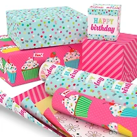Sweet Birthday 3-Pack Reversible Wrapping Paper, 75 sq. ft. total for only USD 16.99 | Hallmark