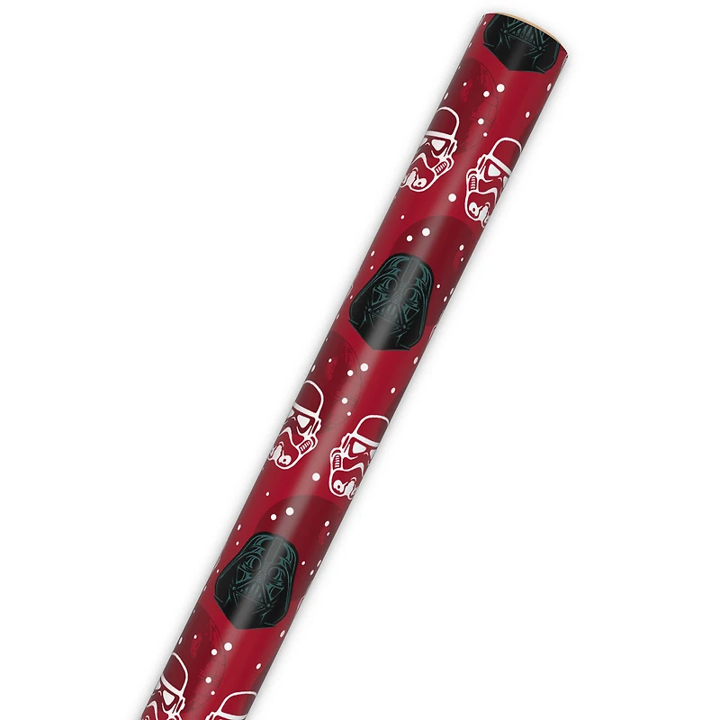 Star Wars™ Darth Vader™ and Stormtrooper™ Helmets on Red Holiday Wrapping Paper Roll, 25 sq. ft. for only USD 4.99 | Hallmark