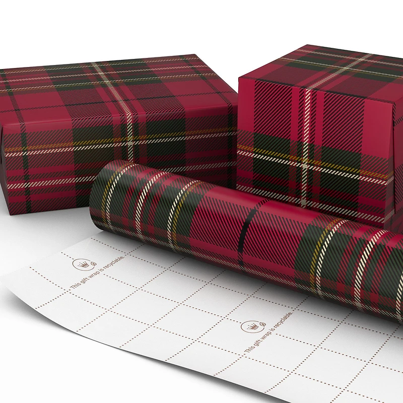 Classic Red Plaid Jumbo Christmas Wrapping Paper Roll, 90 sq. ft. for only USD 9.99 | Hallmark