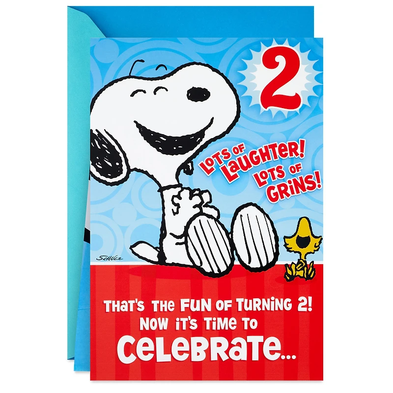 Peanuts® Snoopy and Woodstock Pop-Up Hug 2nd Birthday Card for only USD 5.99 | Hallmark