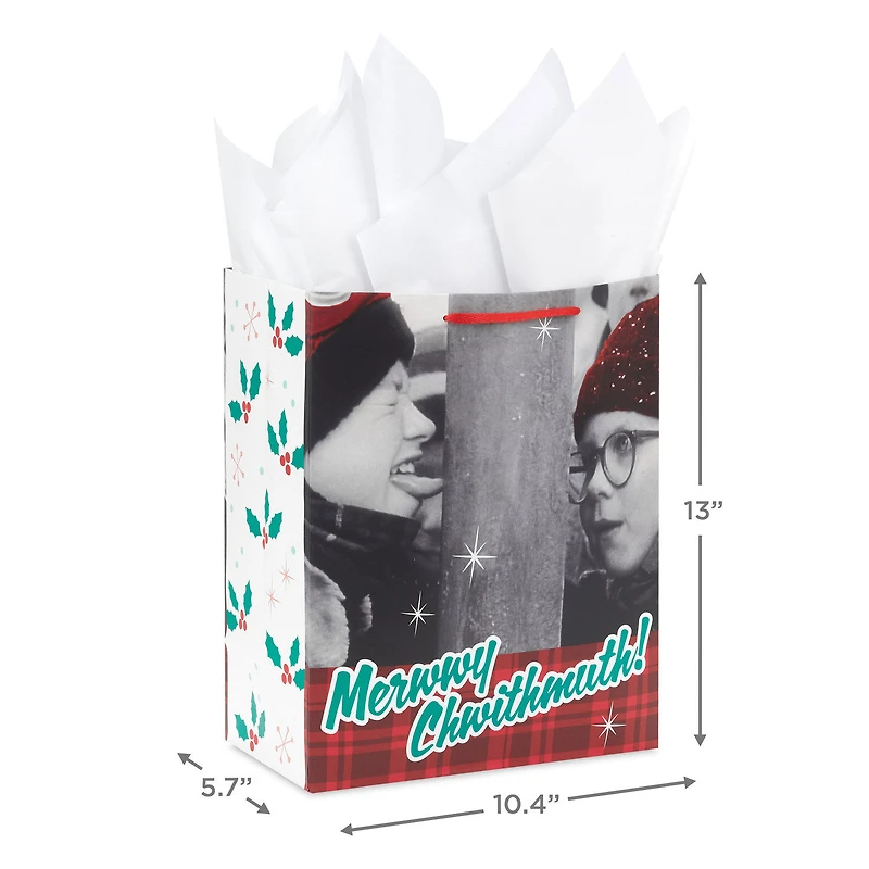 13" A Christmas Story™ Merwwy Chwithmuth! Large Gift Bag With Tissue Paper for only USD 7.99 | Hallmark