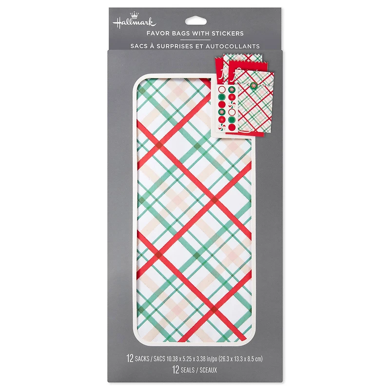 Plaid and Fa La La Christmas Goodie Bags With Stickers, Pack of 12 for only USD 6.99 | Hallmark