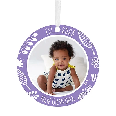 New Grandma Round Metal Personalized Ornament, Custom Photo and Text for only USD 17.99 | Hallmark