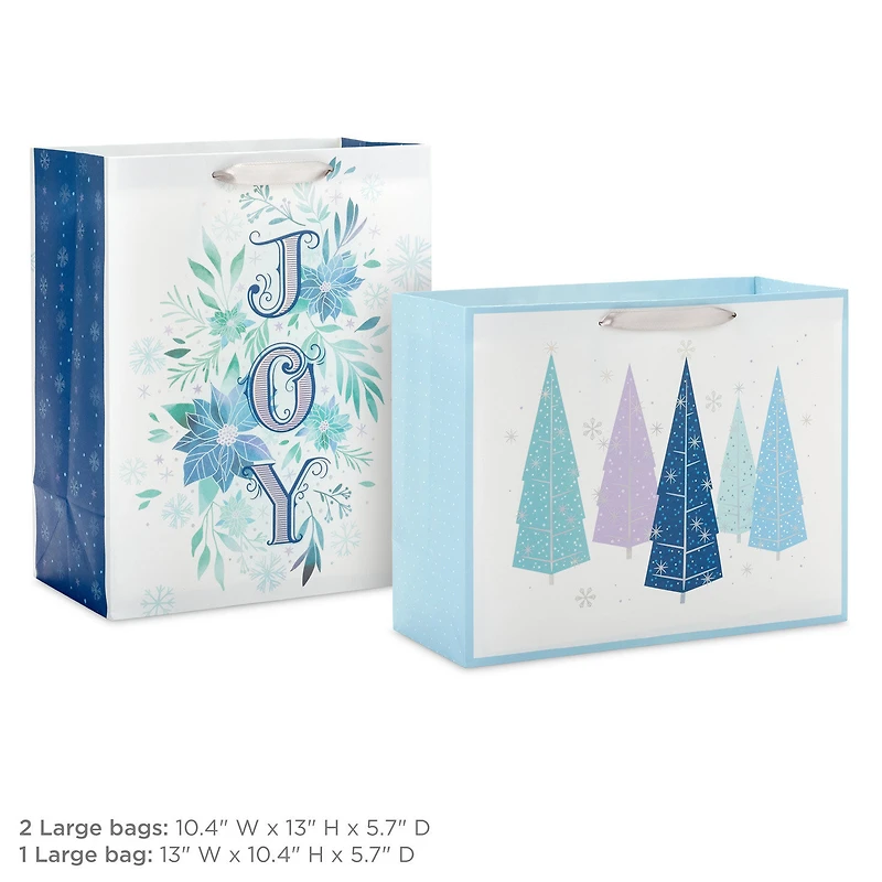 13" Winter Watercolors 3-Pack Assorted Large Holiday Gift Bag Bundle for only USD 9.99 | Hallmark