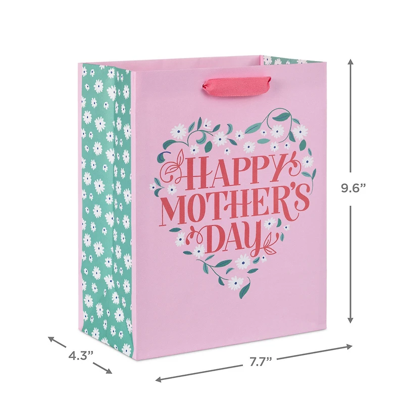 9.6" Floral Heart on Pink Medium Mother's Day Gift Bag for only USD 3.99 | Hallmark