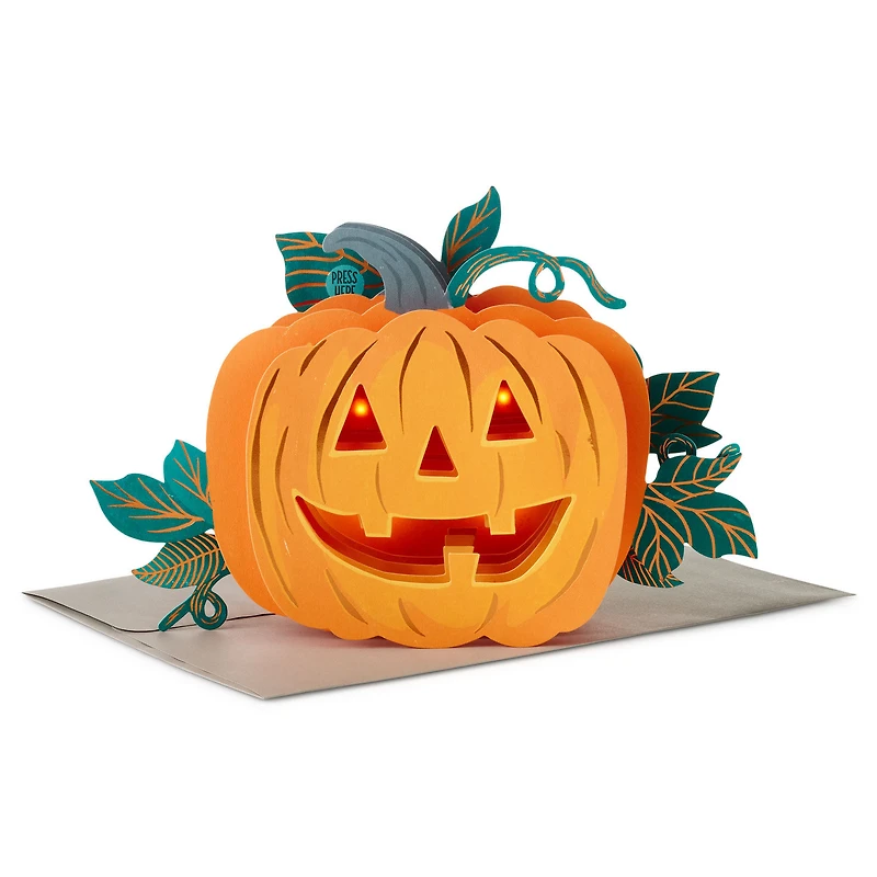 Grinning Jack-o'-Lantern Musical 3D Pop-Up Halloween Card With Light for only USD 10.99 | Hallmark