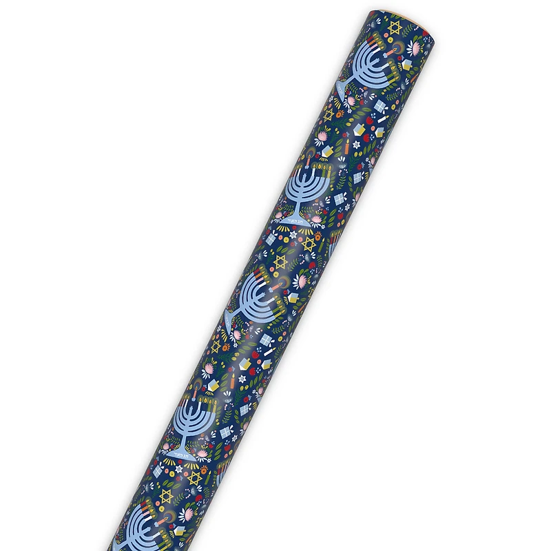 Festive Hanukkah Collage on Navy Wrapping Paper Roll, 35 sq. ft. for only USD 4.99 | Hallmark