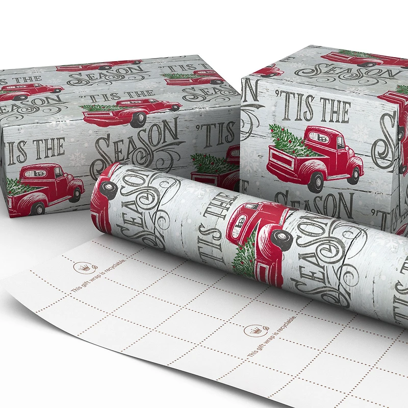 'Tis the Season Red Truck Jumbo Christmas Wrapping Paper Roll, 90 sq. ft. for only USD 9.99 | Hallmark