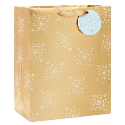 13" Snowflakes on Gold Metallic Large Holiday Gift Bag for only USD 4.99 | Hallmark