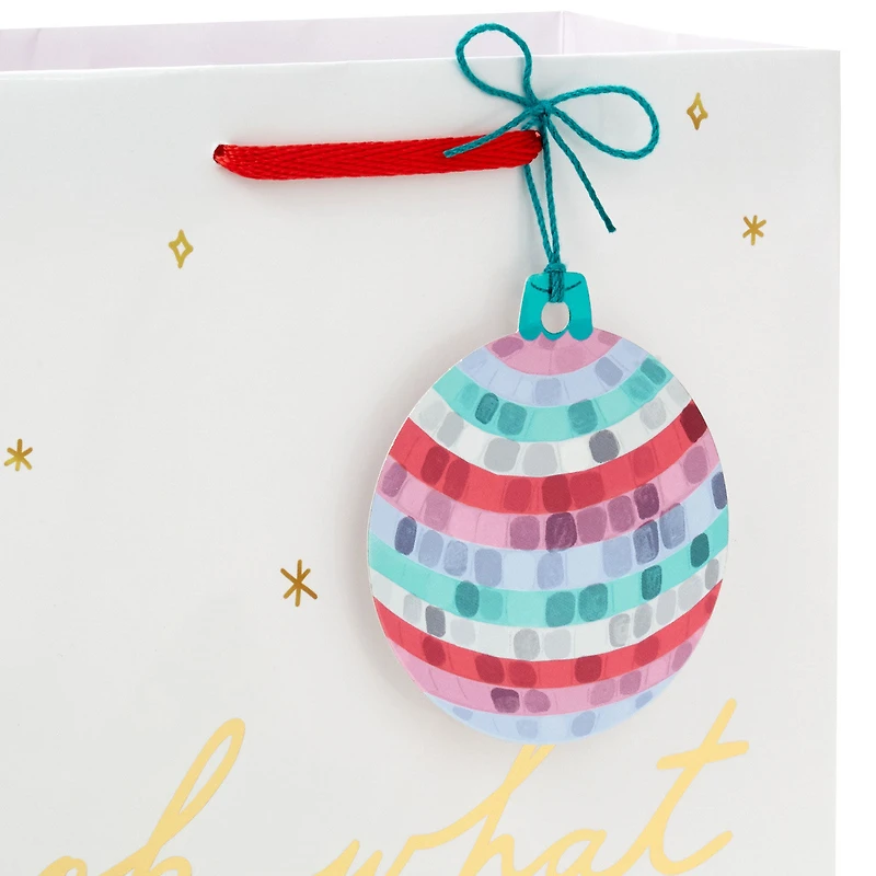 9.6" Disco Ball Ornament on White Medium Christmas Gift Bag for only USD 3.49 | Hallmark