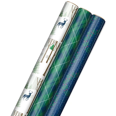 Rustic Winter 3-Pack Foil Christmas Wrapping Paper Assortment, 60 sq. ft. for only USD 16.99 | Hallmark