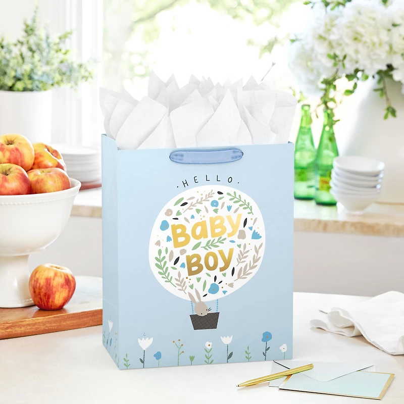 13" Bunny in Hot Air Balloon Baby Boy Large Gift Bag for only USD 4.99 | Hallmark
