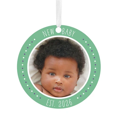New Baby Round Metal Personalized Ornament, Custom Photo and Text for only USD 17.99 | Hallmark