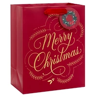 9.6" Gold Merry Christmas on Dark Red Medium Gift Bag for only USD 3.99 | Hallmark