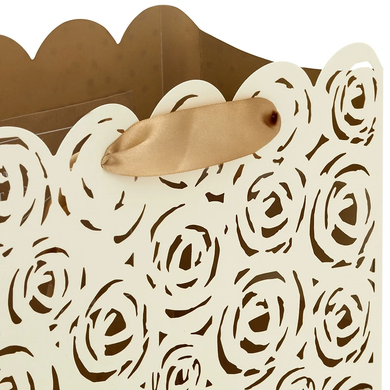 10.4" Cream Roses Laser-Cut Large Square Gift Bag With Tissue Paper for only USD 9.99 | Hallmark