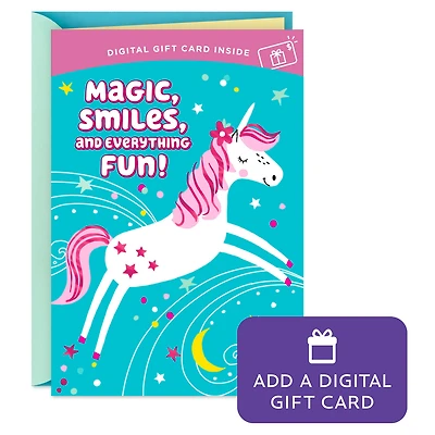 Magic and Smiles Unicorn Gift Card Greeting Birthday Card for Kids for only USD 4.99 | Hallmark