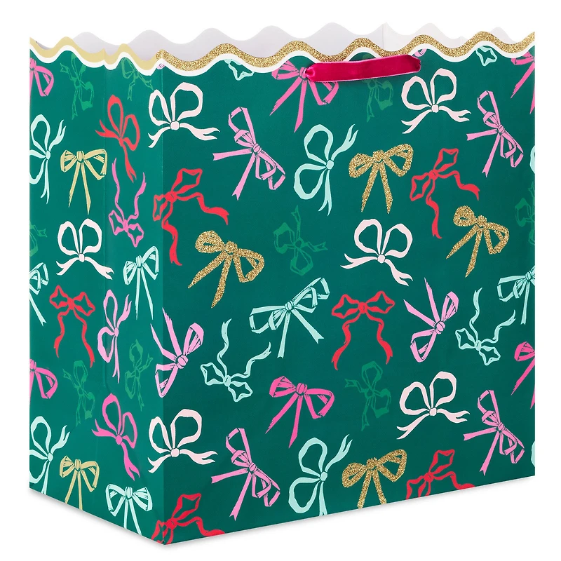 15" Lacey Chabert Collection Bows on Green Extra-Deep Christmas Gift Bag for only USD 6.49 | Hallmark
