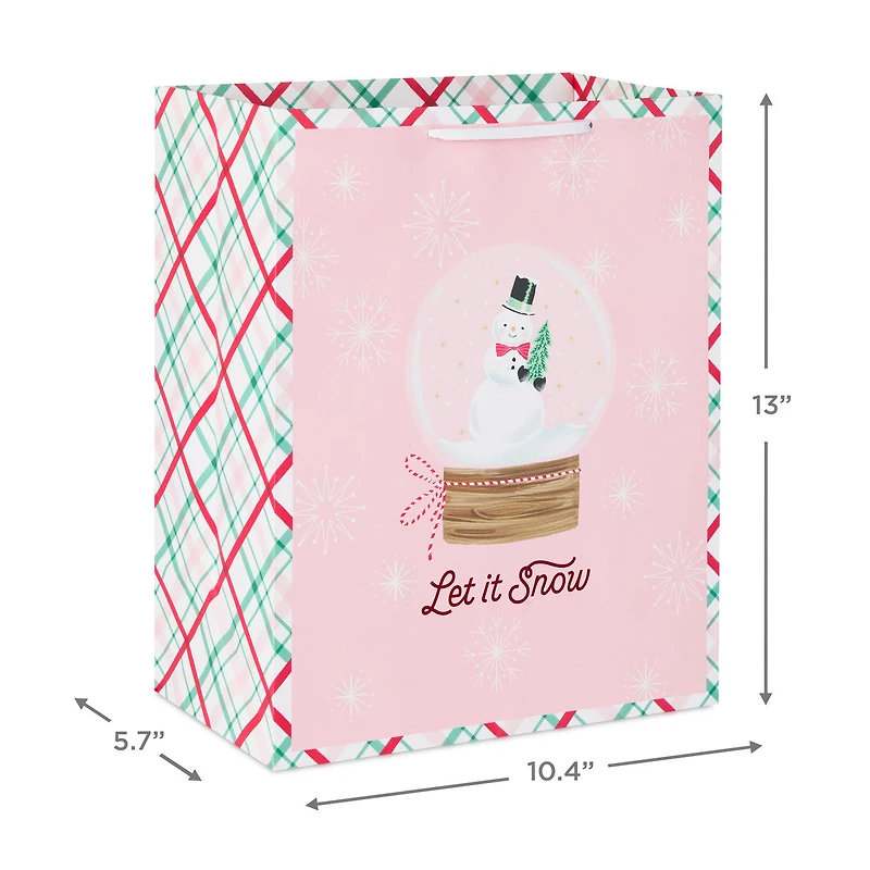 13" Snowman Snow Globe on Pink Large Holiday Gift Bag for only USD 4.49 | Hallmark