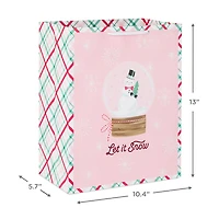 13" Snowman Snow Globe on Pink Large Holiday Gift Bag for only USD 4.49 | Hallmark