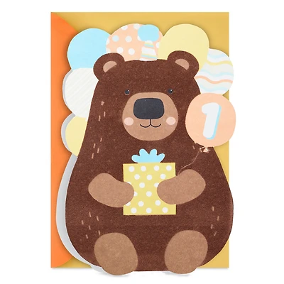 Bear With Present and Balloons First Birthday Card for only USD 5.59 | Hallmark