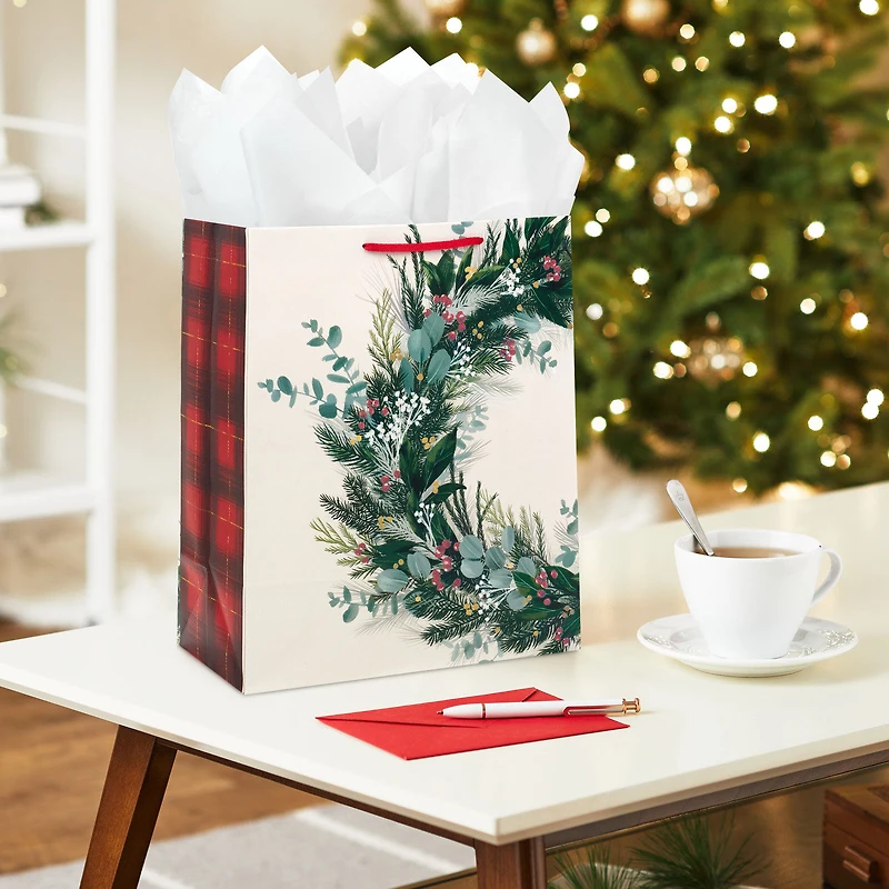 13" Winter Welcome Wreath Large Holiday Gift Bag for only USD 4.49 | Hallmark