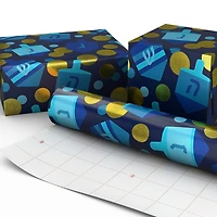 Dreidels and Gelt on Metallic Navy Hanukkah Wrapping Paper Roll, 22.5 sq. ft. for only USD 4.99 | Hallmark