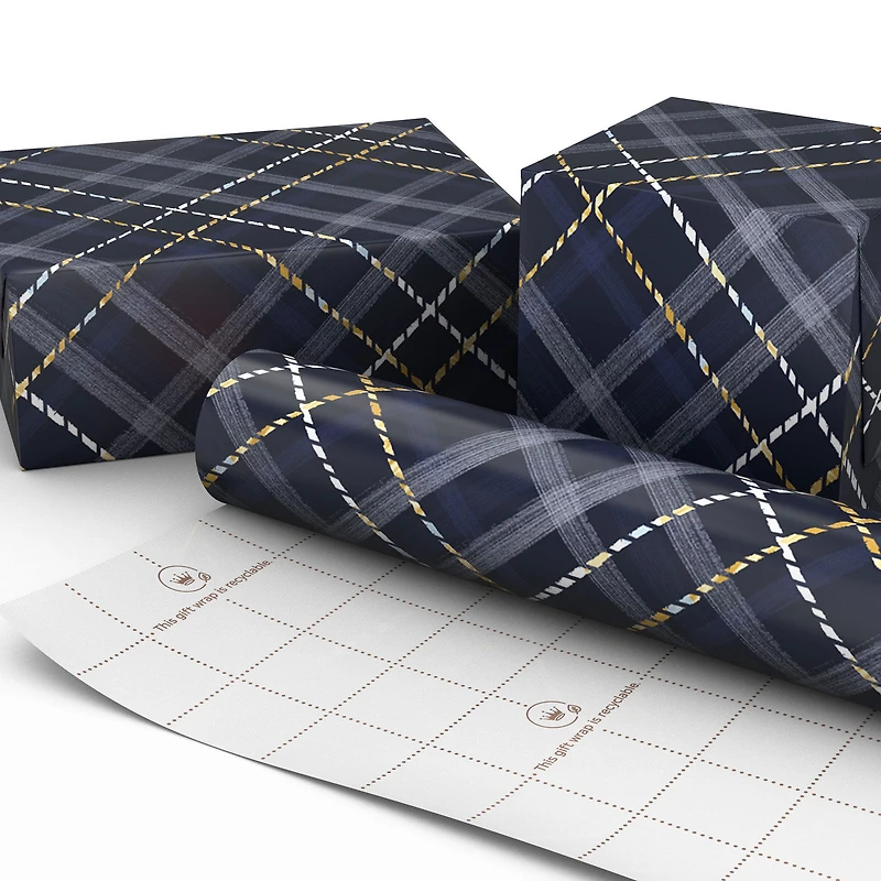 Woven Plaid on Navy Wrapping Paper Roll, 35 sq. ft. for only USD 4.99 | Hallmark