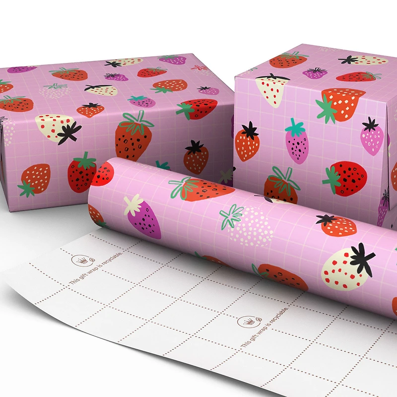Strawberry-Scented Colorful Berries on Pink Wrapping Paper Roll, 15 sq. ft. for only USD 5.99 | Hallmark