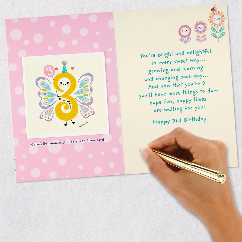 Bright and Delightful Butterfly 3rd Birthday Card With Sticker for only USD 4.59 | Hallmark