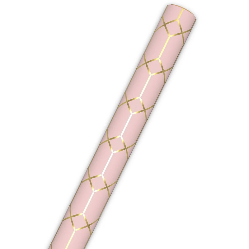 Gold Geometric on Pink Tall Wrapping Paper Roll, 35 sq. ft. for only USD 5.99 | Hallmark
