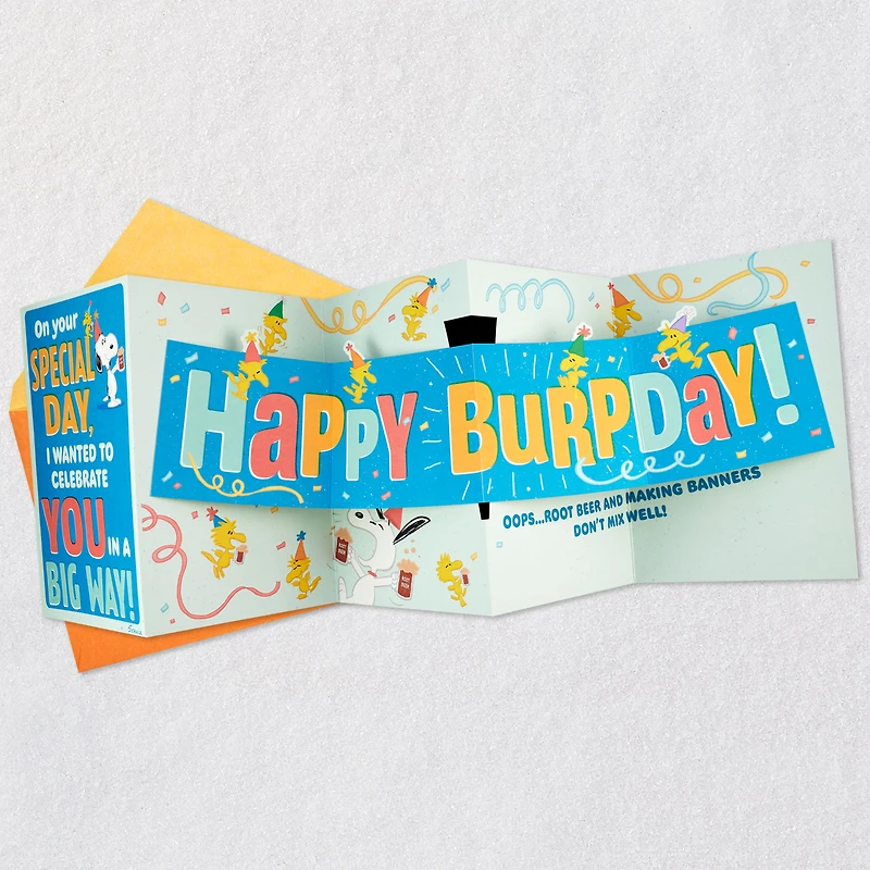 Peanuts Snoopy and Woodstock Burpday Banner Funny Birthday Card for only USD 5.59 | Hallmark
