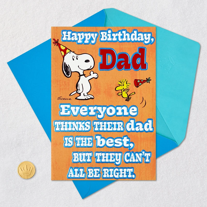 Peanuts® Snoopy and Woodstock World's Best Dad Funny Birthday Card for only USD 4.99 | Hallmark