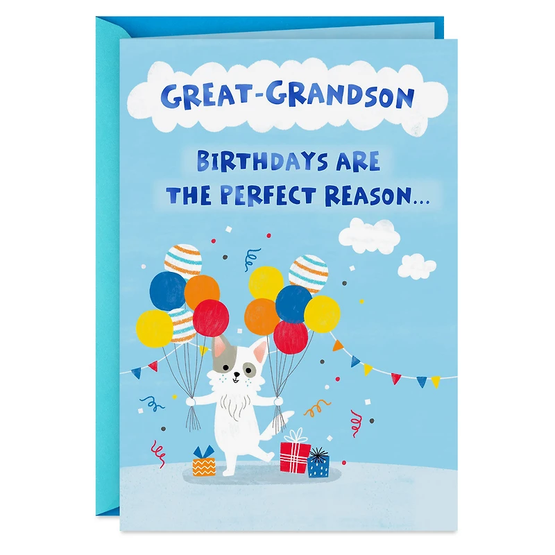 Get Carried Away Puppy and Balloons Birthday Card for Great-Grandson for only USD 2.99 | Hallmark